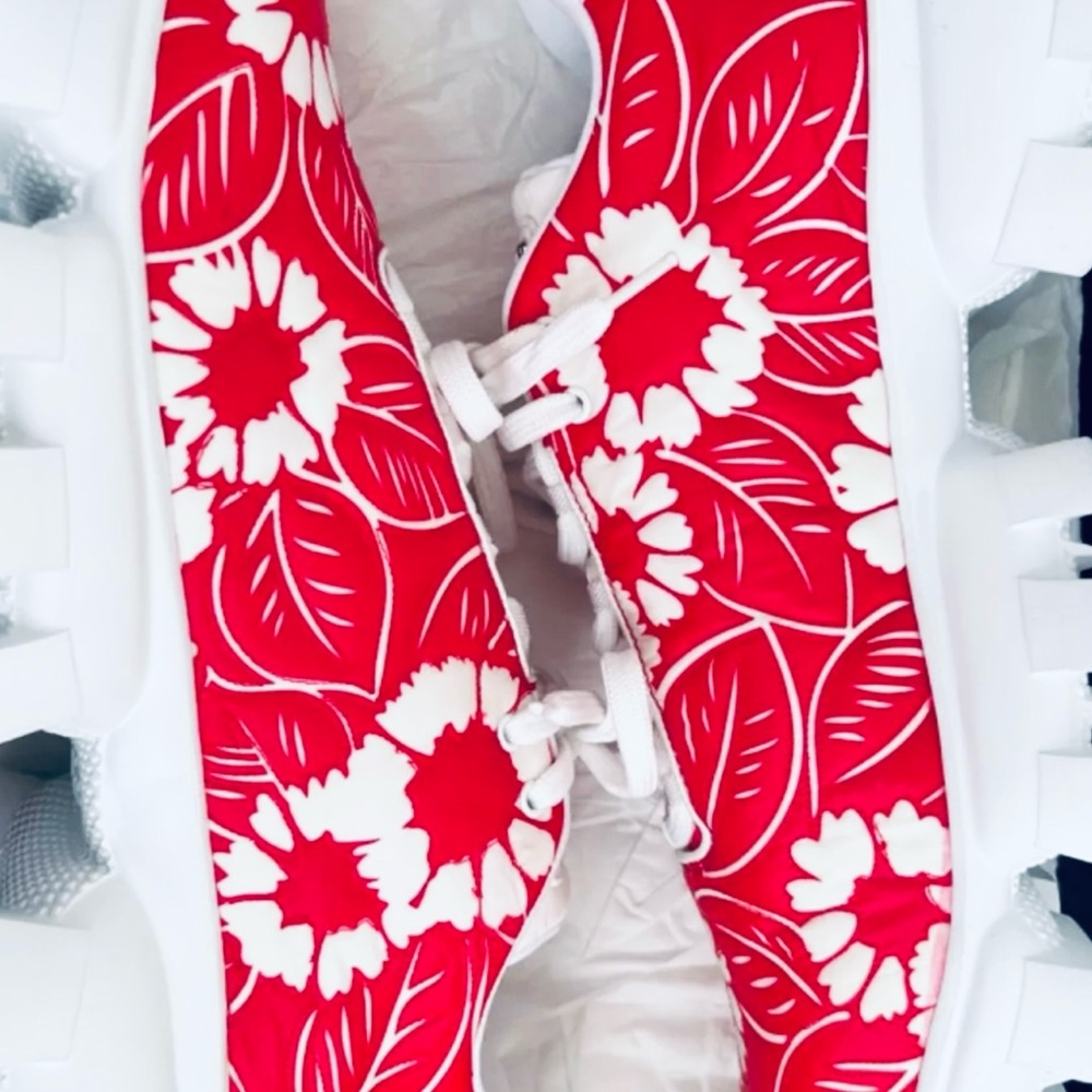 Prada Rare Lux Sneakers, Red w/White Flowers, Unisex Men’s US 9 EU 42 Xmas Gift - Picture 12 of 17